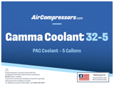 Thumbnail of Gamma Coolant 32 5 gallons PAG air compressor coolant product label
